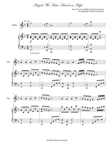 Angels We Have Heard on High (Advanced Piano & Violin) (arr. Kathryn Carpenter)