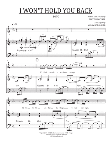 I Won't Hold You Back (arr. Naldy Rodriguez)