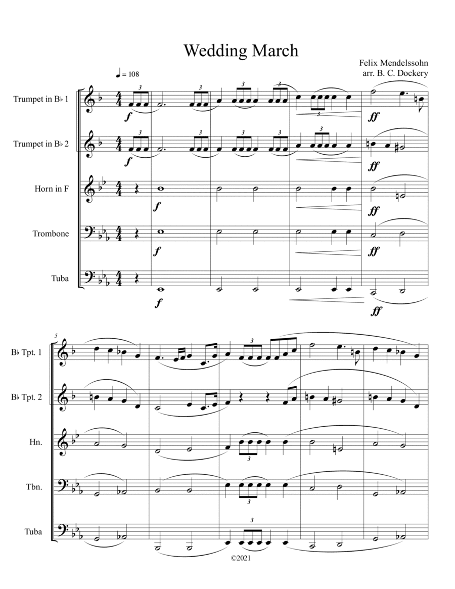 Wedding March for Brass Quintet (arr. B. C. Dockery)