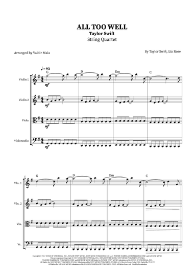 All Too Well (arr. Valdir Maia)