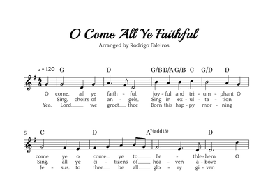 O Come All Ye Faithful (lead sheet) (arr. Rodrigo Faleiros)