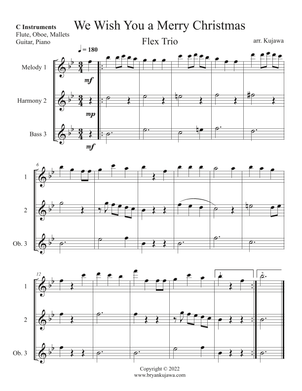 We Wish you a Merry Christmas Flex Trios (arr. Bryan Kujawa)