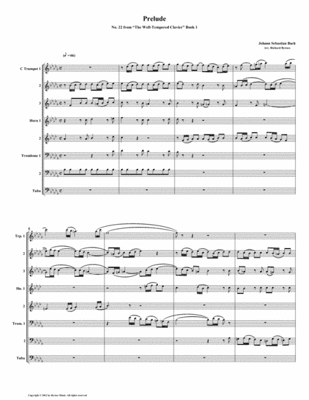 Prelude 22 from Well-Tempered Clavier, Book 1 (Brass Octet) (arr. Richard Byrnes)