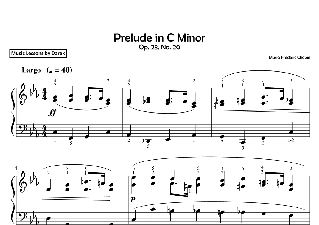 Prelude in C Minor (EASY PIANO) Op. 28, No. 20 [Frédéric Chopin] (arr. Darek)