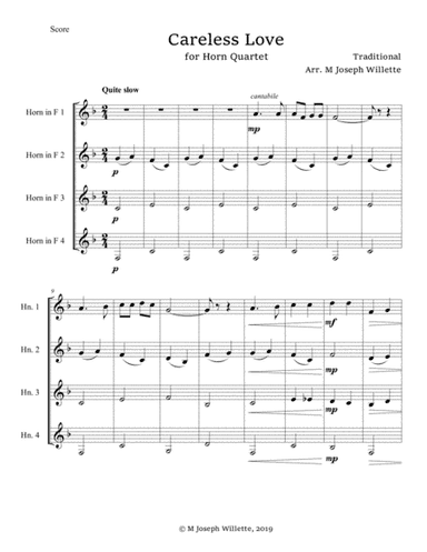 Careless Love - Horn Quartet (arr. M Joseph Willette)