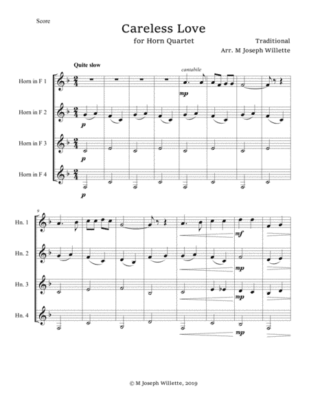 Careless Love - Horn Quartet (arr. M Joseph Willette)