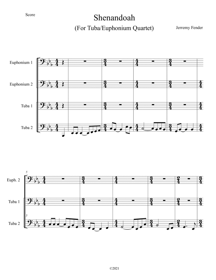 Shenandoah (Tuba/Euphonium Quartet) (arr. Jerremy Fender)