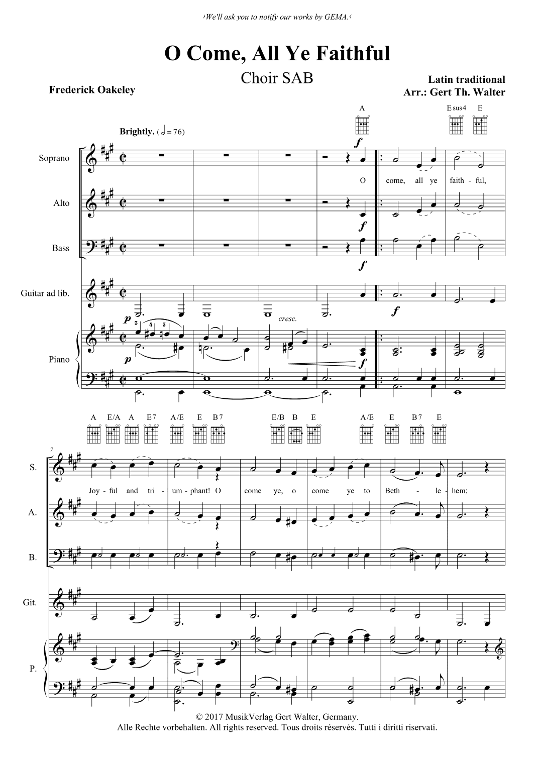 O Come, All Ye Faithful (arr. Gert Th. Walter)