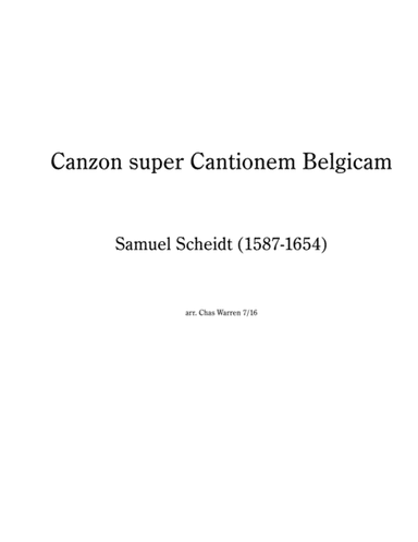 Canzon super Cantionem Belgicam (Samuel Scheidt) for Brass Quintet (arr. Chas Warren)