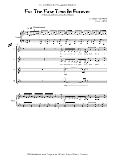 For The First Time In Forever (arr. Gerry Fernando)