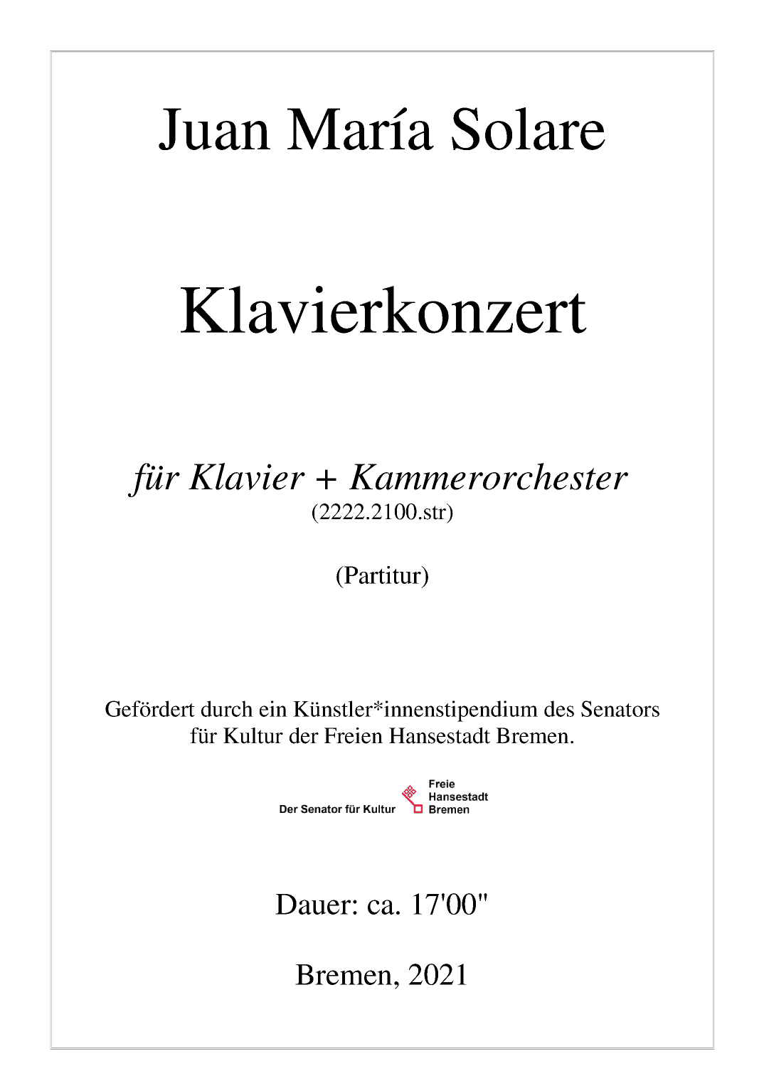 Piano Concerto No. 1 - Score Only