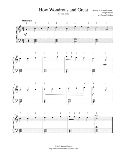 How Wondrous and Great - for easy piano (arr. Samuel Stokes)