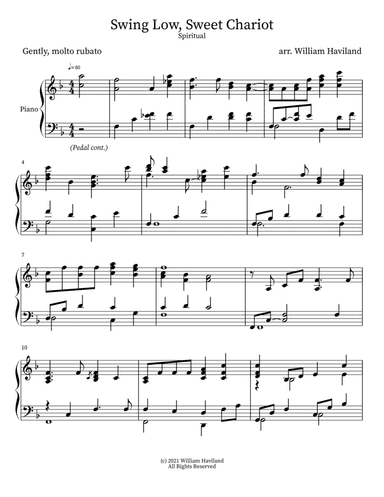 Swing Low Sweet Chariot [arr. for solo piano] (arr. William Haviland)