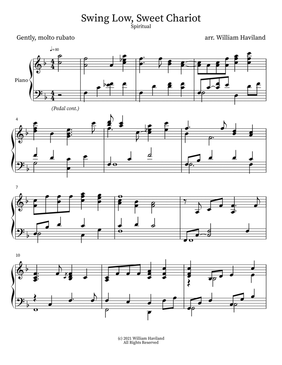 Swing Low Sweet Chariot [arr. for solo piano] (arr. William Haviland)