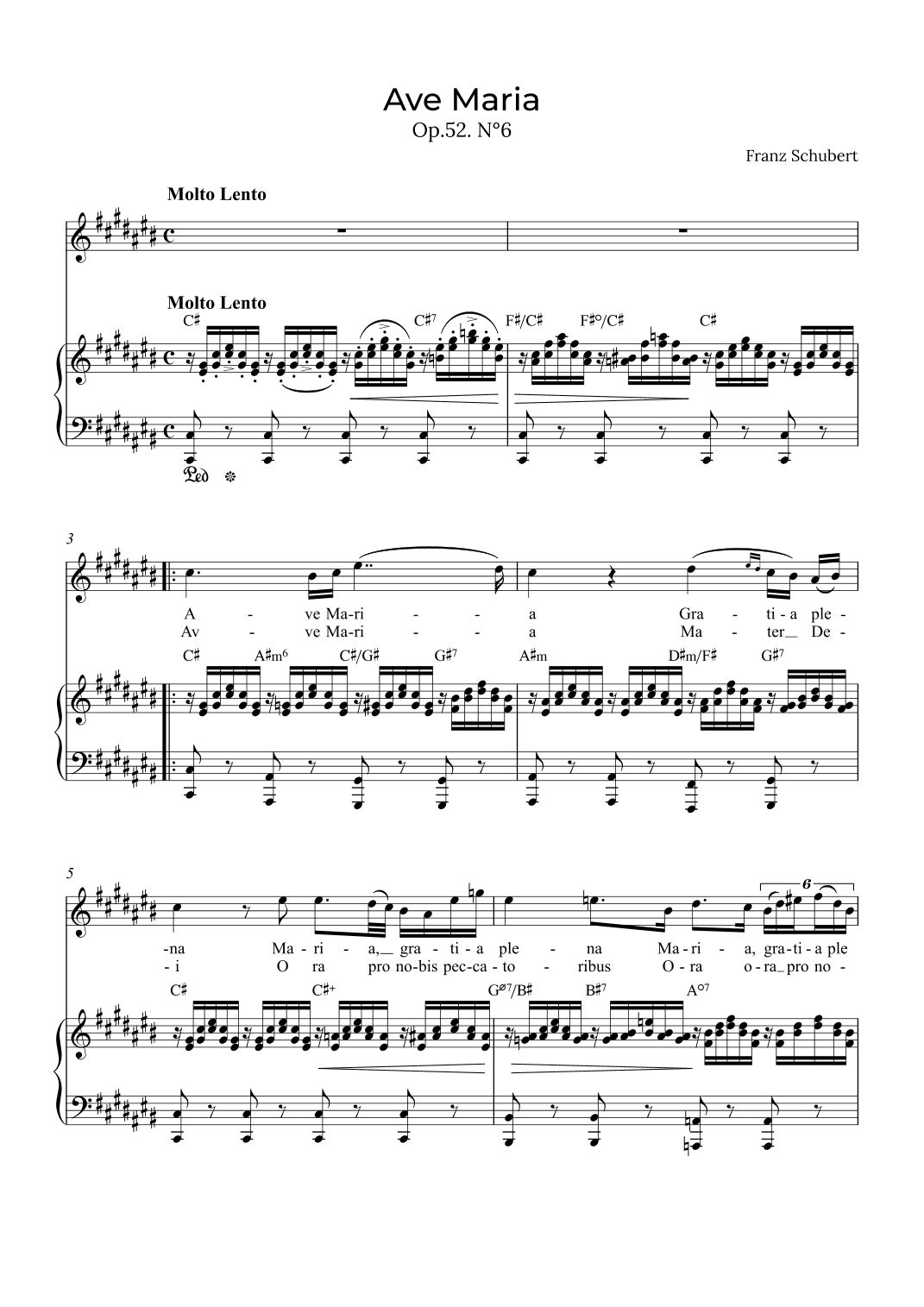 Ave Maria Schubert - Soprano with chords in C# (arr. Alex Nunes Rodrigues)