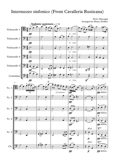 Intermezzo (From Cavalleria Rusticana) [Cello Quartet] (arr. Matteo Delfino)