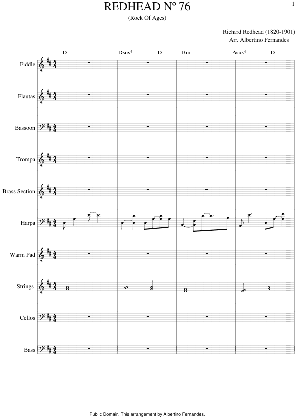 REDHEAD Nº 76 (Rock Of Ages) - Score Only (arr. Albertino Fernandes)