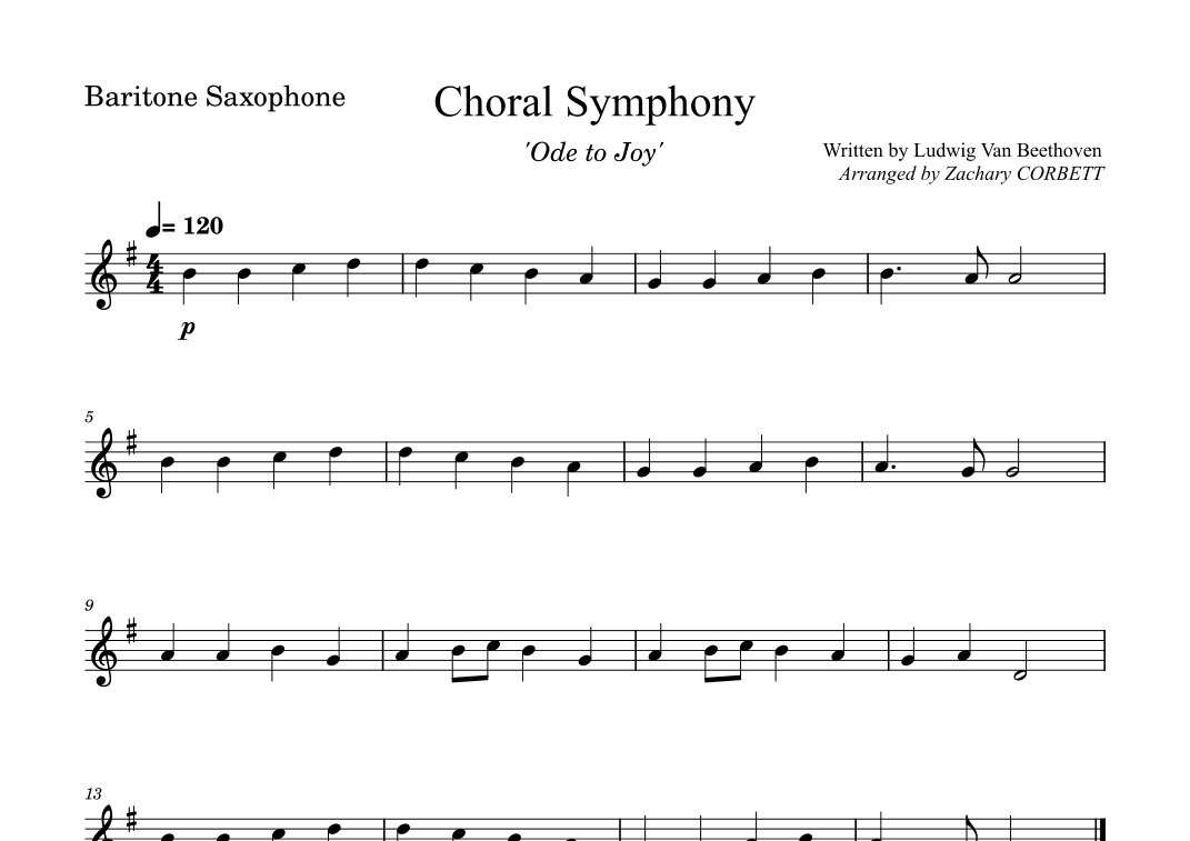 Choral Symphony Ode To Joy (arr. Zachary Corbett)