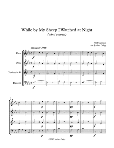 While by My Sheep I Watched at Night (wind quartet) (arr. Jordan Grigg)