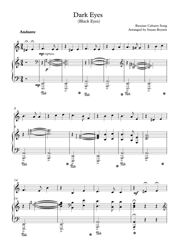 Dark Eyes (Black Eyes) (arr. Suzan Beyazit)
