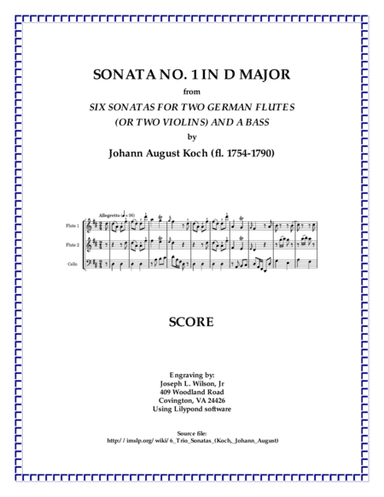 Koch Trio Sonata No. 1 in D Major (arr. Joseph L. Wilson, Jr.)