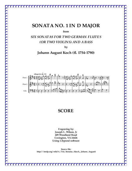 Koch Trio Sonata No. 1 in D Major (arr. Joseph L. Wilson, Jr.)