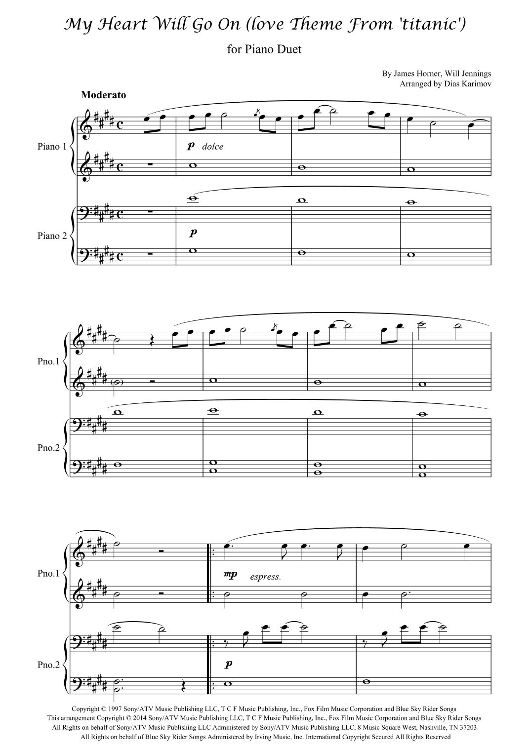 My Heart Will Go On (love Theme From 'titanic') (arr. Dias Karimov)
