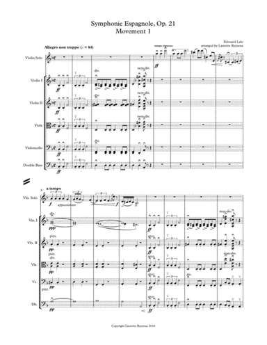 Lalo - Symphonie Espagnole, 1st Movement - Solo Violin and String Orchestra (arr. Laurette Reynosa)