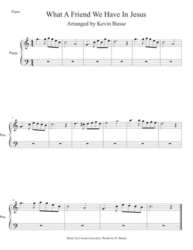 What A Friend We Have In Jesus (Easy key of C) Piano (arr. Kevin Busse)