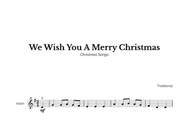 We Wish You A Merry Christmas for Easy Violin Solo (arr. Marcos Soares)