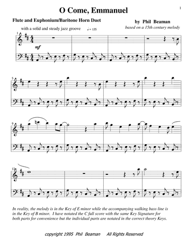 O Come, Emmanuel - jazz flute and euphonium/baritone horn