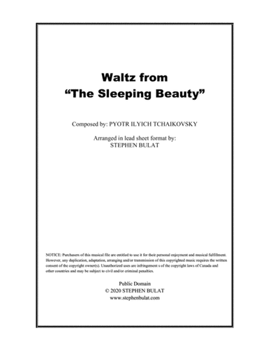 Sleeping Beauty Waltz (Tchaikovsky) - Lead sheet (key of D) (arr. Stephen Bulat)