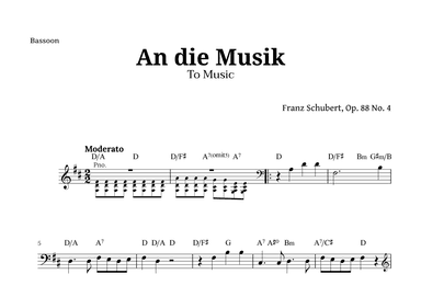 An die Musik (To Music) by for Bassoon (arr. Langanho)