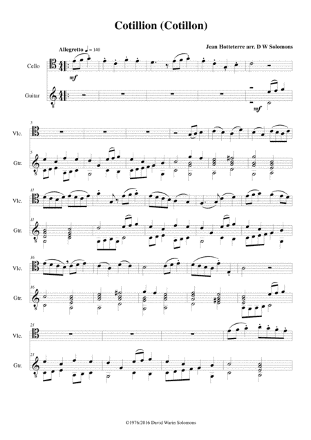 Cotillion (Cotillon) for cello and guitar (arr. David Warin Solomons)