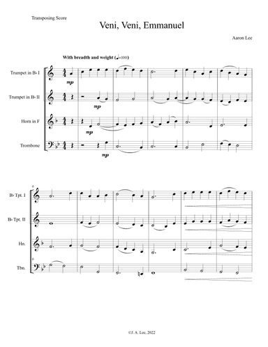 Veni, Veni, Emmanuel (for brass quartet) (arr. Aaron Lee)