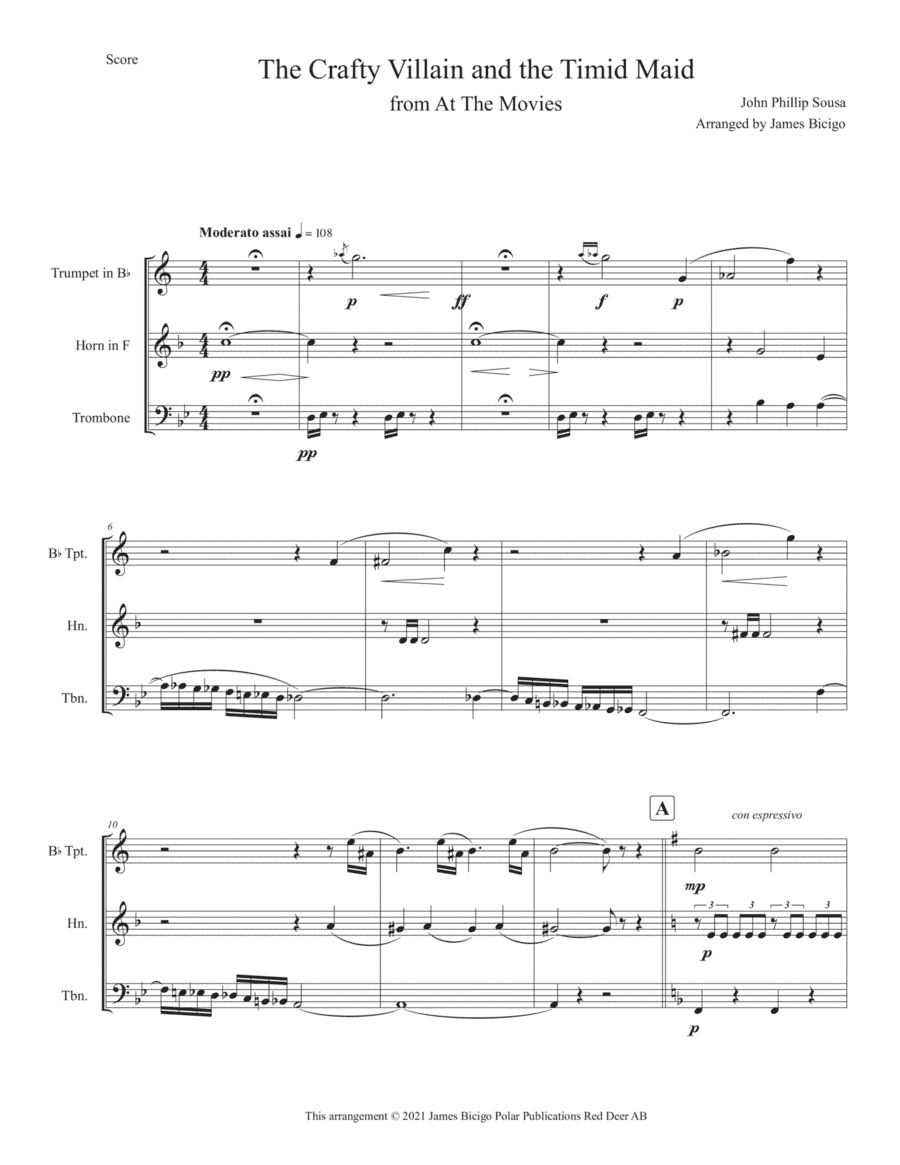 The CraftyVillain and the Timid Maid from At The Movies (arr. James Bicigo)