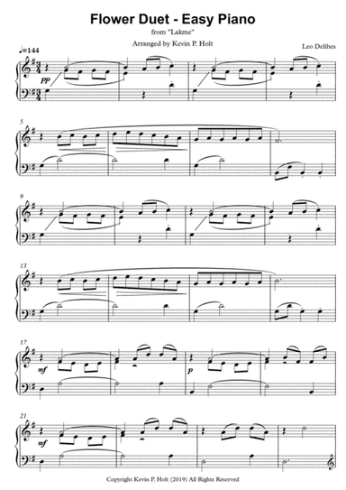 Flower Duet - Easy Piano (arr. Kevin P. Holt)