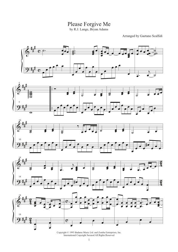 Please Forgive Me (arr. Gaetano Scalfidi)