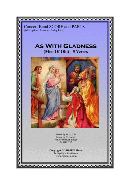As With Gladness (Men of Old) - Concert Band with Optional Strings Score and Parts PDF (arr. Brendan Elliget MAGA 537)