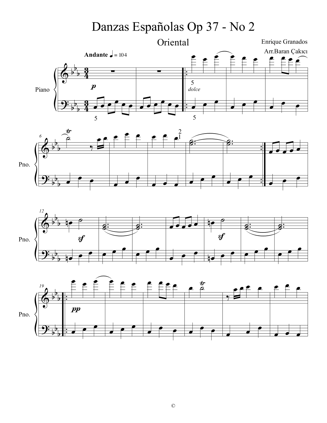 Danza Española 2 Oriental (arr. Arr. Baran Çakıcı)