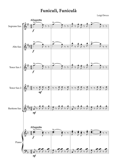Funiculì, Funiculà - Sax Quintet & Piano (arr. Karen Gueiros)