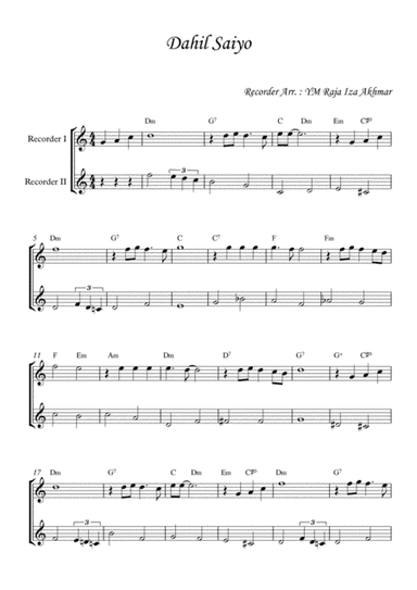 RECORDER in 2 parts : Dahil Sai yo