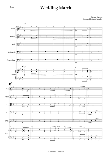 Wedding March (Wagner) Strings Quintet Piano and chords (arr. Cadu Barcelos)
