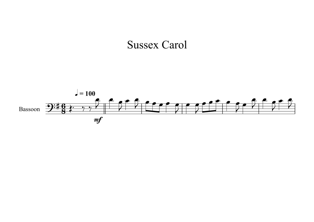 Sussex Carol (Bassoon) (arr. Digital Book Music)