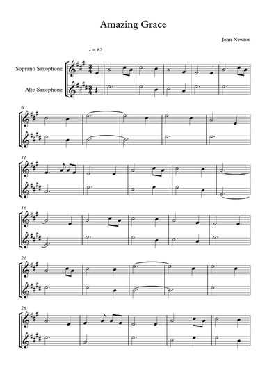 Amazing Grace (Soprano Sax and Alto Sax) (arr. Alliance Edition)
