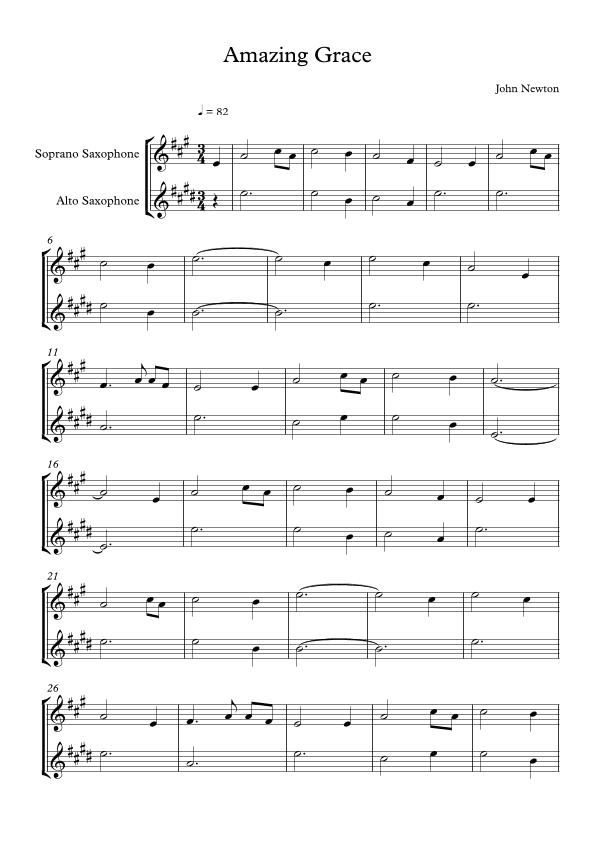 Amazing Grace (Soprano Sax and Alto Sax) (arr. Alliance Edition)