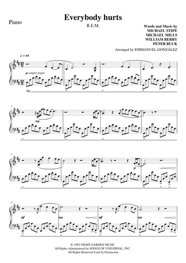 Everybody Hurts (arr. Emmanuel González)