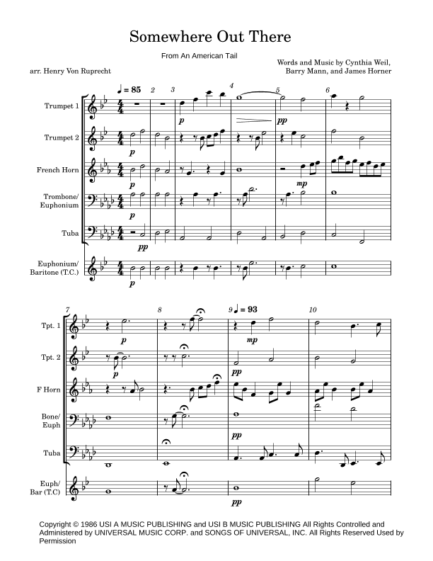 Somewhere Out There (arr. Henry Von Ruprecht)