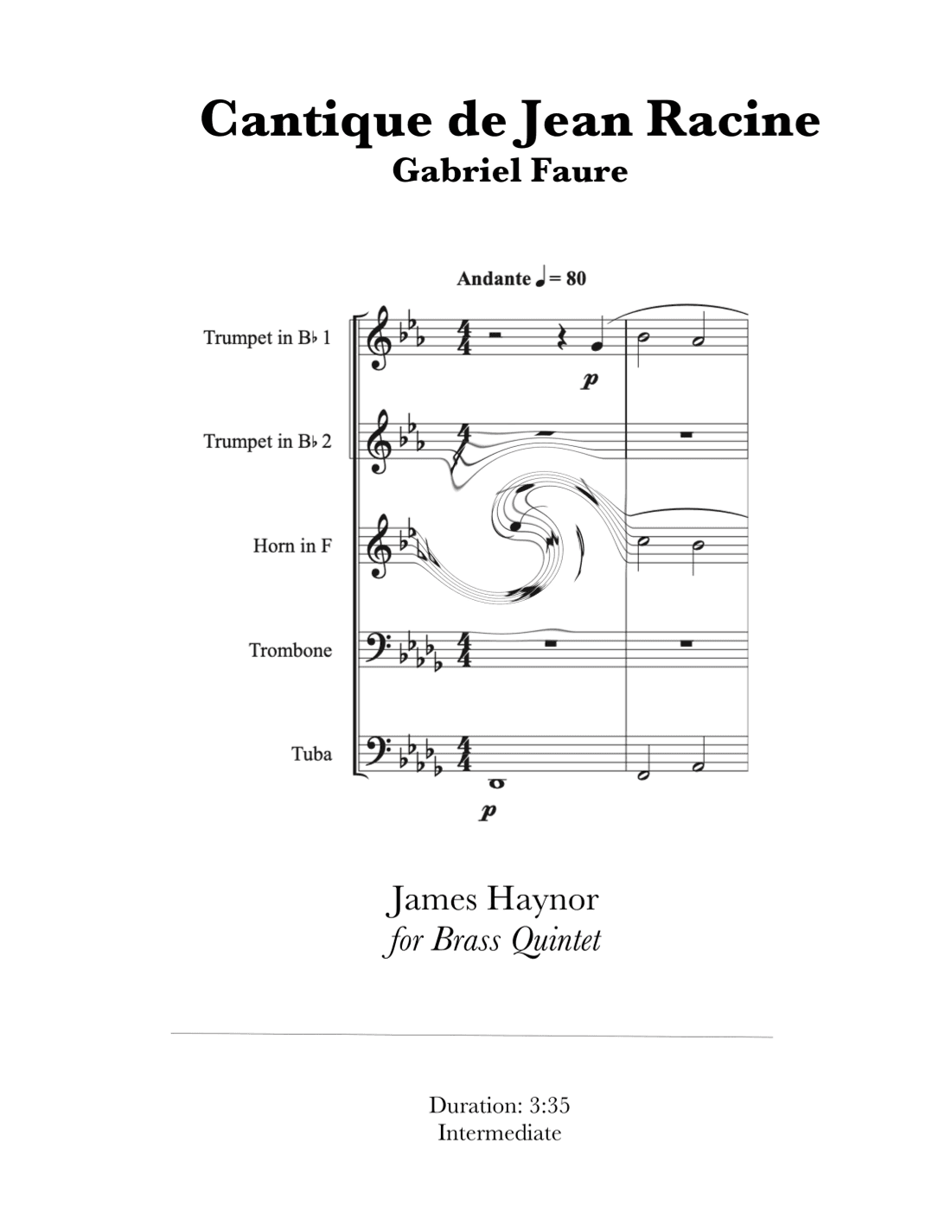 Cantique de Jean Racine for Brass Quintet (arr. James Haynor)