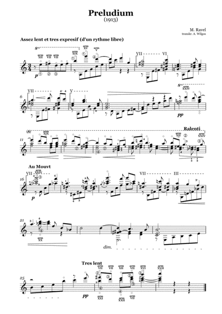 Maurice Ravel - Prelude (1913), transcr. for guitar (arr. Aleksander Wilgos)